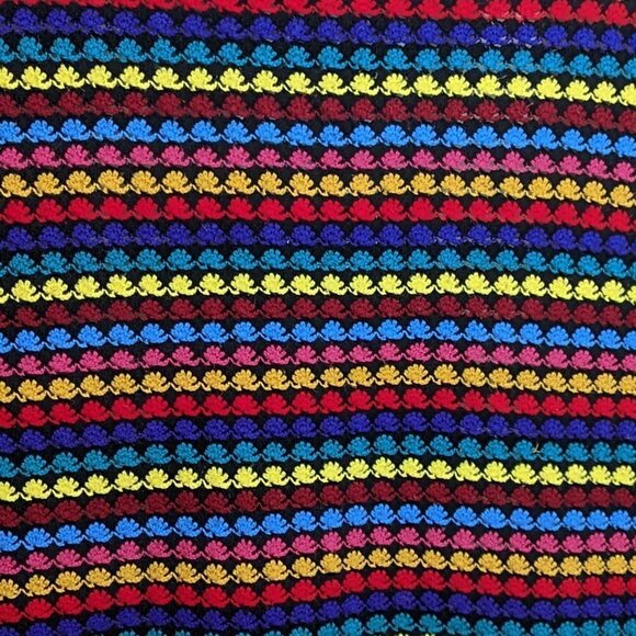 Vintage Rainbow Granny Square Crochet Blanket Afghan Midcentury Handmade Boho - Picture 2 of 6